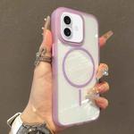 For iPhone 16 Translucent Armor MagSafe N52 Thin Circle Phone Case(Transparent Purple)