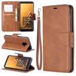 Retro Lambskin Texture Pure Color Horizontal Flip PU Leather Case for Galaxy A8 Plus 2018, with Holder & Card Slots & Wallet & Lanyard(Brown)