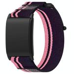 For WHOOP 4.0 Nylon Loop Hook and Loop Fastener Watch Band(Pink+Purple)