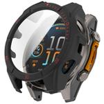 For Garmin Tactix 8 Solar 51mm Tempered Film Integrated PC Watch Protective Case(Black Red)