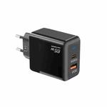 GaN PD 45W + QC3.0 USB Fully Compatible Protocol Charger for MacBook，EU Plug(Black)
