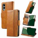For Fujitsu Arrows We2 / F-52E CaseNeo Splicing Dual Magnetic Buckle Leather Phone Case(Khaki)