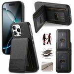 For iPhone 13 Pro Max Twill Fabric Leather Vertical Flip RFID Card Bag Phone Case(Black)