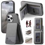 For iPhone 13 Pro Max Twill Fabric Leather Vertical Flip RFID Card Bag Phone Case(Gray)