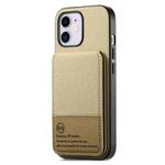 For iPhone 11 Twill Fabric Leather Vertical Flip RFID Card Bag Phone Case(Khaki)