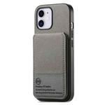 For iPhone 11 Twill Fabric Leather Vertical Flip RFID Card Bag Phone Case(Gray)