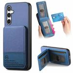 For Samsung Galaxy S24 FE 5G Twill Fabric Leather Vertical Flip RFID Card Bag Phone Case(Blue)