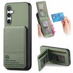 For Samsung Galaxy S24+ 5G Twill Fabric Leather Vertical Flip RFID Card Bag Phone Case(Green)