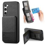 For Samsung Galaxy S21+ 5G Twill Fabric Leather Vertical Flip RFID Card Bag Phone Case(Black)