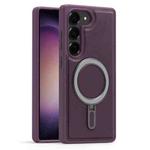 For Samsung Galaxy S23+ 5G Silver Shield MagSafe Holder Shockproof Phone Case(Purple)
