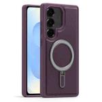 For Samsung Galaxy S25+ 5G Silver Shield MagSafe Holder Shockproof Phone Case(Purple)