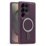 For Samsung Galaxy S25 Ultra 5G Silver Shield MagSafe Holder Shockproof Phone Case(Purple)