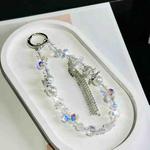 Alloy Butterfly Tassel Beads Mobile Phone Chain(White)