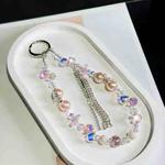 Alloy Butterfly Tassel Beads Mobile Phone Chain(Pink)
