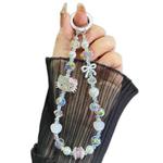 Alloy Double Layer Kitten Tassel Beads Mobile Phone Chain(White)