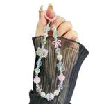 Alloy Double Layer Kitten Tassel Beads Mobile Phone Chain(Pink)