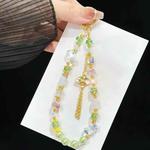 Fan Pendant Tassel Beads Mobile Phone Chain(Green)