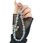 Tassel Pearl Double Butterfly Phone Chain(Grey)