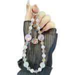 Alloy Pendant Cat Heidi Beads Mobile Phone Chain(Pink)