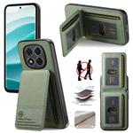 For Redmi Note 14 Pro+ 5G Twill Fabric Leather Vertical Flip RFID Card Bag Phone Case(Green)