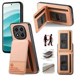 For Redmi Note 14 Pro+ 5G Twill Fabric Leather Vertical Flip RFID Card Bag Phone Case(Pink)