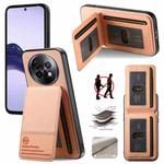 For Realme 14 Pro Twill Fabric Leather Vertical Flip RFID Card Bag Phone Case(Pink)