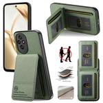 For Honor 200 Pro Twill Fabric Leather Vertical Flip RFID Card Bag Phone Case(Green)