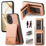 For Honor 200 Pro Twill Fabric Leather Vertical Flip RFID Card Bag Phone Case(Pink)
