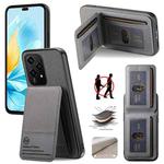 For Honor 200 Lite Twill Fabric Leather Vertical Flip RFID Card Bag Phone Case(Gray)