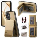 For Honor 300 Twill Fabric Leather Vertical Flip RFID Card Bag Phone Case(Khaki)