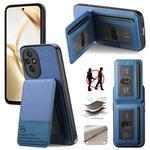 For Honor 300 Twill Fabric Leather Vertical Flip RFID Card Bag Phone Case(Blue)