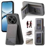 For OPPO Find X8 Pro Twill Fabric Leather Vertical Flip RFID Card Bag Phone Case(Gray)