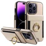 For iPhone 15 Pro Max Ring Multifunctional Vertical Flip Wallet Back Cover Leather Phone Case(Beige)