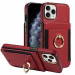 For iPhone 14 Pro Ring Multifunctional Vertical Flip Wallet Back Cover Leather Phone Case(Red)
