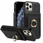For iPhone 13 Pro Max Ring Multifunctional Vertical Flip Wallet Back Cover Leather Phone Case(Black)