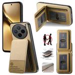 For vivo X200 Twill Fabric Leather Vertical Flip RFID Card Bag Phone Case(Khaki)