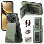 For vivo X200 Twill Fabric Leather Vertical Flip RFID Card Bag Phone Case(Green)