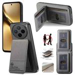For vivo X200 Twill Fabric Leather Vertical Flip RFID Card Bag Phone Case(Gray)