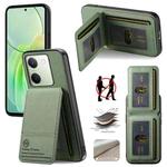 For vivo Y300+ Twill Fabric Leather Vertical Flip RFID Card Bag Phone Case(Green)