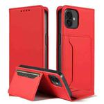 For iPhone 16 Plus Magnetism Skin Feel Card Holder Leather Phone Case(red)