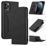 For iPhone 12 / 12 Pro Magnetism Skin Feel Card Holder Leather Phone Case(black)