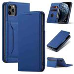 For iPhone 12 Pro Max Magnetism Skin Feel Card Holder Leather Phone Case(blue)