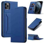 For iPhone 11 Pro Max Magnetism Skin Feel Card Holder Leather Phone Case(blue)