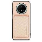 For Huawei Mate 70 Carbon Fiber Leather Card Magsafe Phone Case(Khaki)