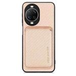 For Huawei nova 14 Ultra Carbon Fiber Leather Card Magsafe Phone Case(Khaki)