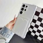 For Samsung Galaxy S25 Ultra 5G Four-cornered Electroplated Card Bag TPU Phone Case(Transparent)