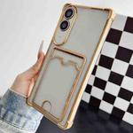 For Samsung Galaxy S25 Edge 5G Four-cornered Electroplated Card Bag TPU Phone Case(Gold)