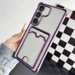 For Samsung Galaxy S24+ 5G Four-cornered Electroplated Card Bag TPU Phone Case(Purple)