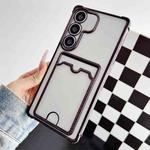 For Samsung Galaxy S24 5G Four-cornered Electroplated Card Bag TPU Phone Case(Black)