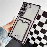 For Samsung Galaxy S23 5G Four-cornered Electroplated Card Bag TPU Phone Case(Black)
